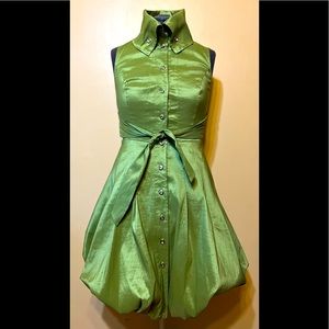 Frank Lyman Green Bubble Midi dress with exaggerated collar!